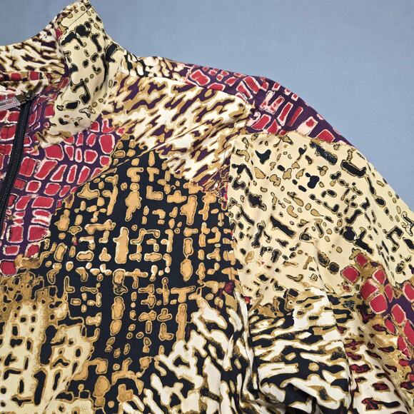 Koret Sport Brown Jacket Y2k Animal Camo Print Long Sleeves Full Zip Women's L - Picture 8 of 9